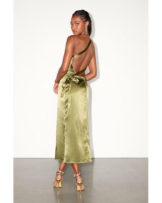 Lulus Yvonne Satin One-Shoulder Midi Dress in Green | Lyst Lulus Yvonne Satin One-Shoulder Midi Dress in Green | Lyst