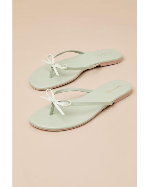 Seychelles Natural Wish List Seafoam Vegan Leather Bow Thong Sandals