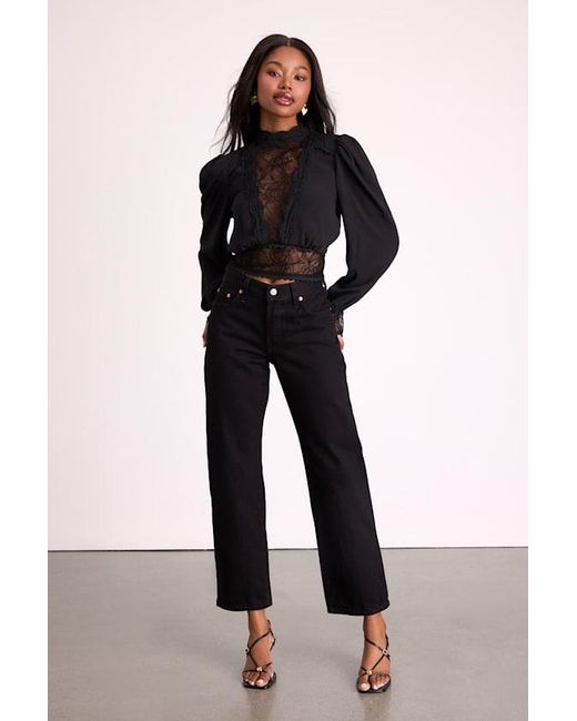 Lulus Black Lexia Lace Long Sleeve Top