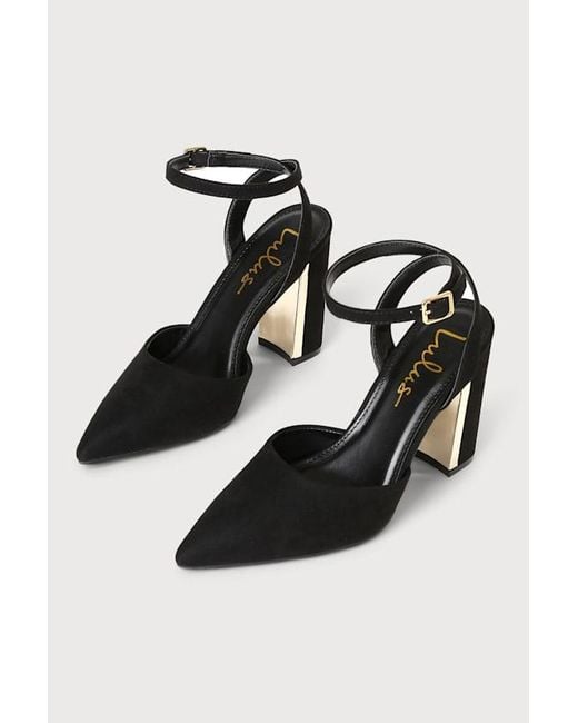 Lulus Black Laura Ii Suede Ankle Strap Pointed-Toe Pumps