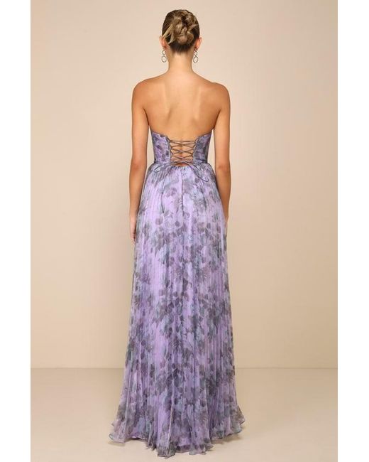 Lulus Purple Most Beautiful Day Multi Floral Print Organza Maxi Dress
