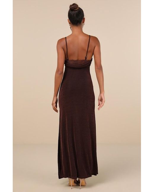 Lulus Natural Complete Catch Backless Lace Ruched Maxi Dress