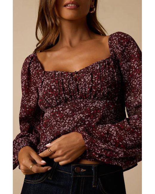 Lulus Purple Yara Plum Multi Paisley Long Sleeve Top