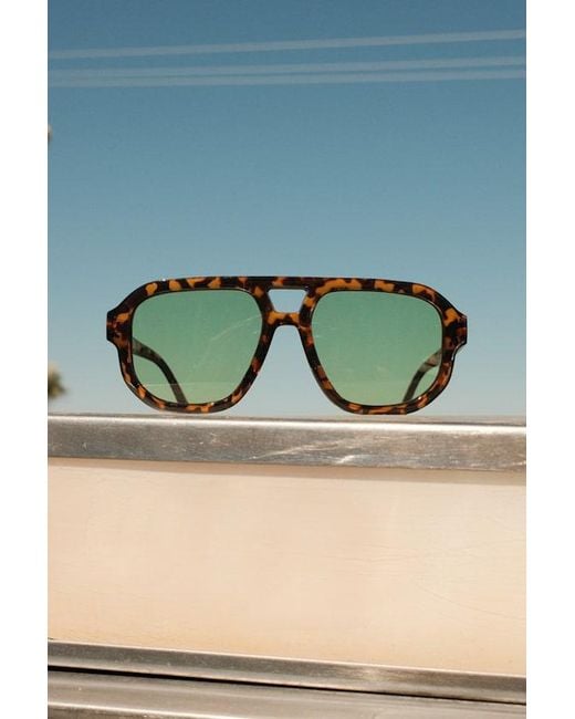 Lulus Blue Torrey Tortoiseshell Aviator Sunglasses