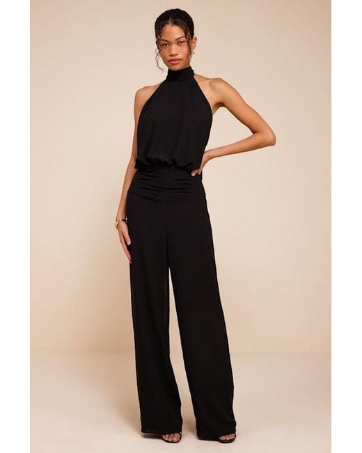 Lulus Black Kacey Backless Halter Jumpsuit