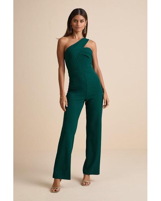 Lulus Blue Devoted To Fun Hunter One-Shoulder Sleeveless Jumpsuit