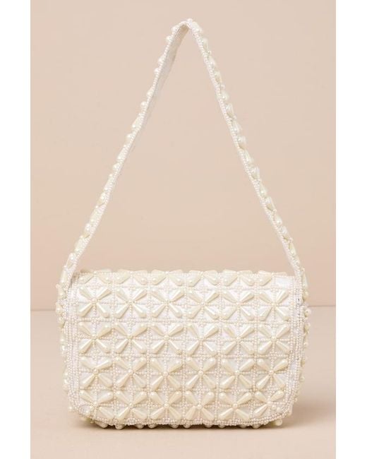 Lulus Natural Luxe Perception Pearl Beaded Mini Shoulder Bag