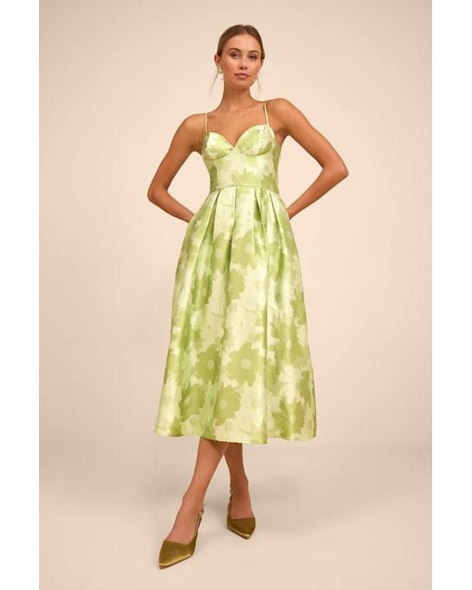 strapless open back dress Self-Portrait - Yellow Lace Chiffon Midi Dress