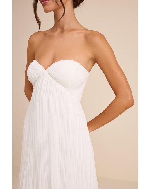 Lulus Natural Remley Pleated Strapless Maxi Dress