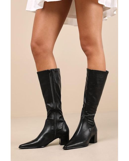 Vagabond Black Giselle Leather Pointed-Toe Knee-High Boots