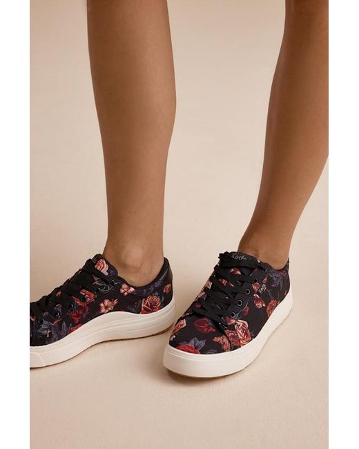 Keds Natural Park And Blush Floral Lace-Up Platform Sneakers