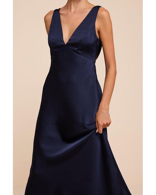 Lulus Blue Hatley Satin Cowl Back Maxi Dress