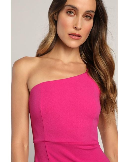 Lulus Pink Keeper Of My Heart One-Shoulder Maxi Dress