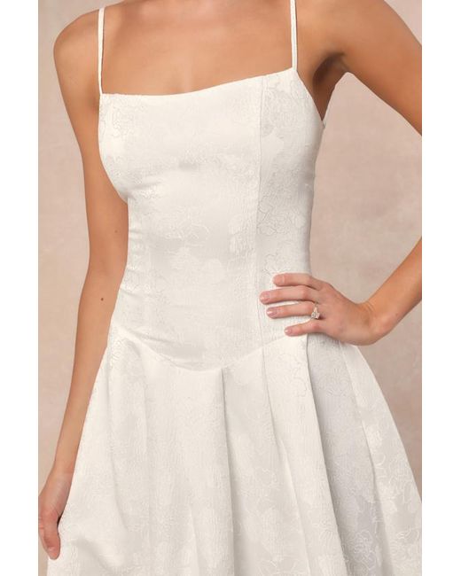 Lulus Natural Arabella Jacquard Basque Waist Maxi Dress