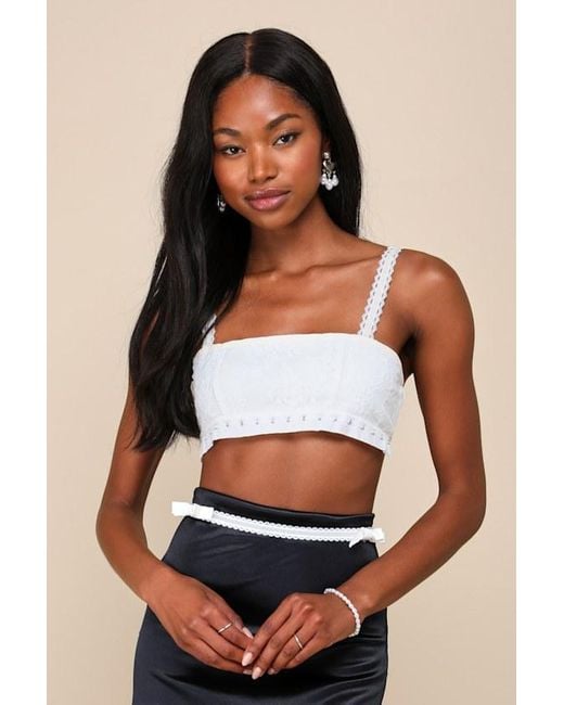 ZEMETA Brown Lacey Lace Tie-Back Bralette Top