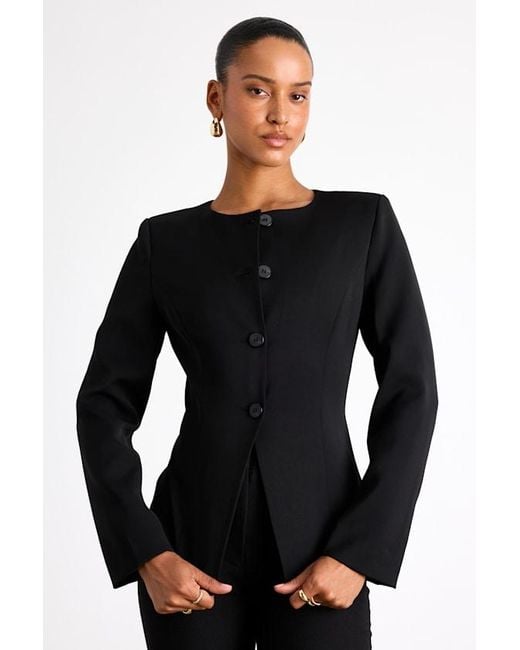 Lulus Black Elyna Button-Front Blazer