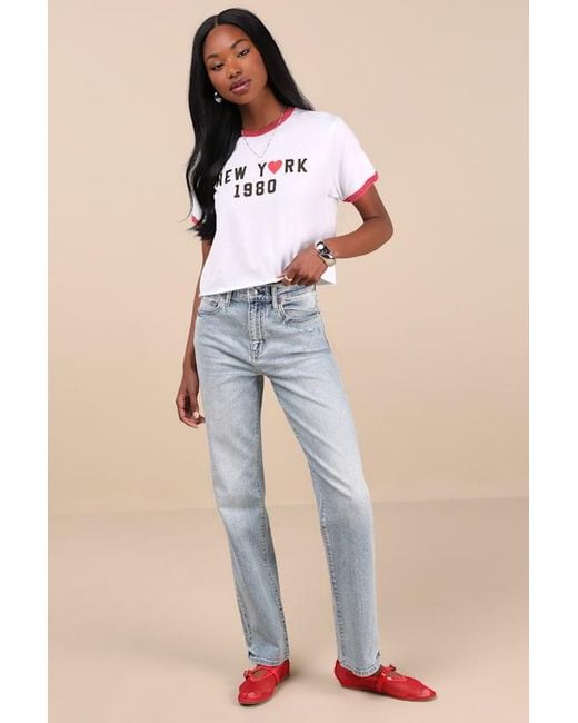 Daze Denim Blue Sundaze Light Wash Denim Straight Leg High-Rise Jeans