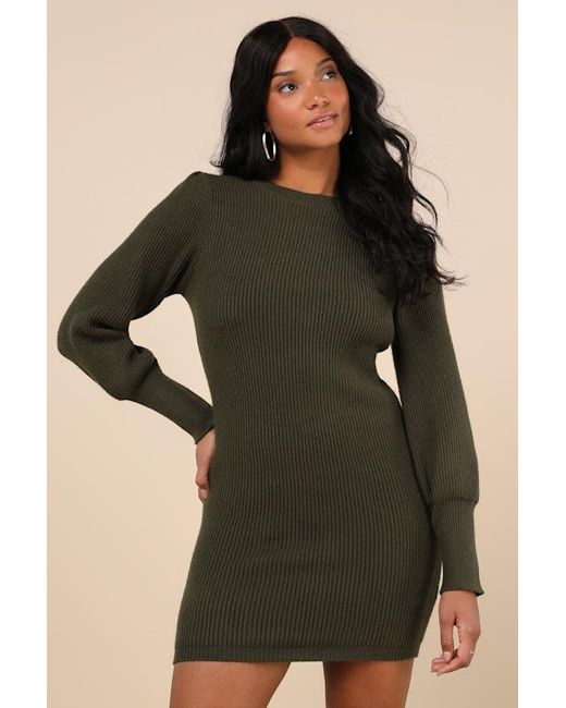 Lulus Brown Loving You Fondly Ribbed Knit Sweater Dress