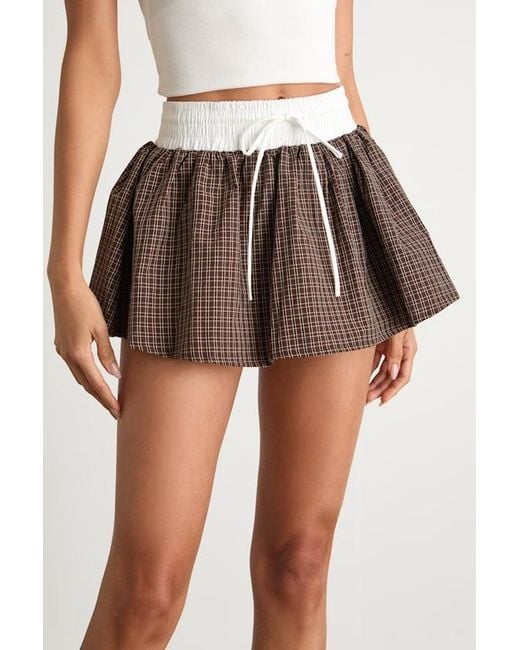 Nia White Parker Gingham Mini Skort