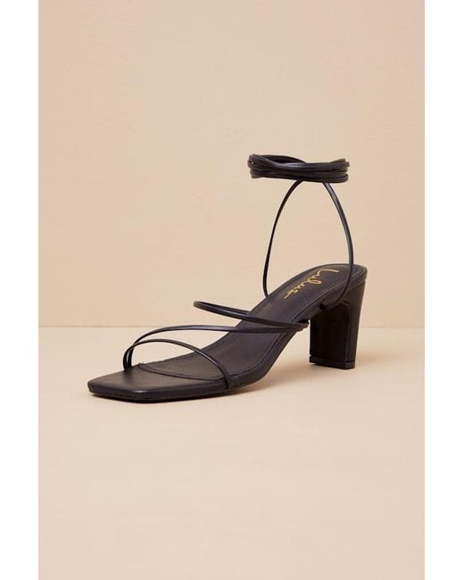 Lulus Black Aliah Lace-Up High Heel Sandals