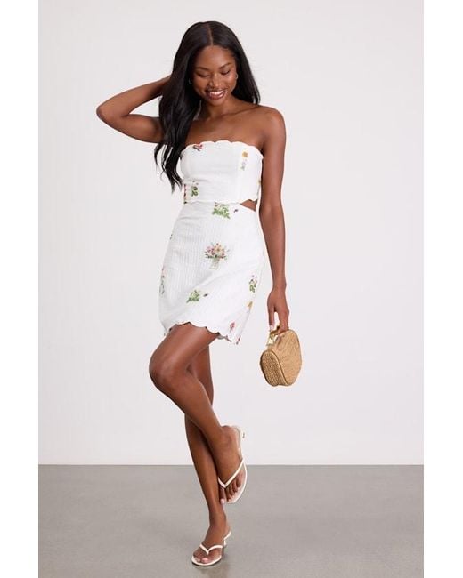 Lulus White Alex Embroidered Cutout Mini Dress