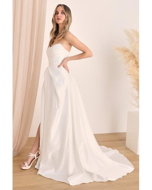 Lulus Natural Lifetime Of Love Satin Strapless A-Line Gown