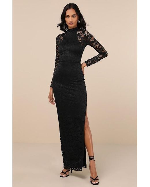 Lulus Natural Extravagant Energy Lace Backless Long Sleeve Maxi Dress