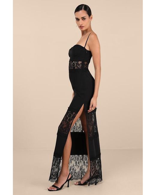 Lulus Black Jiliana Lace Column Maxi Dress