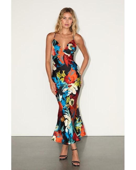 Lulus White Sahalia Floral Satin Backless Midi Dress