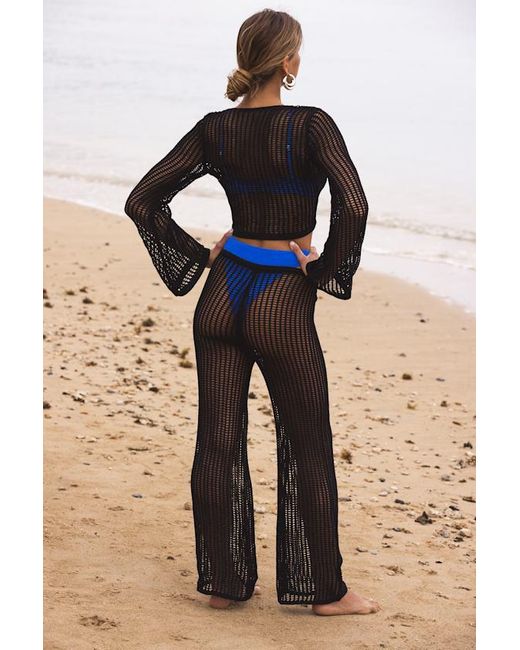 Lulus Black Codhi Sheer Crochet Two-Piece Swim Cover-Up