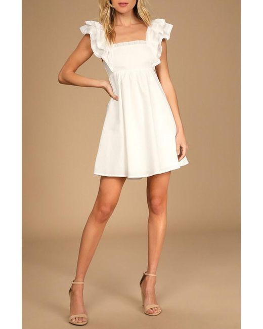 Lulus Natural Marvelous Time Ruffled Mini Dress