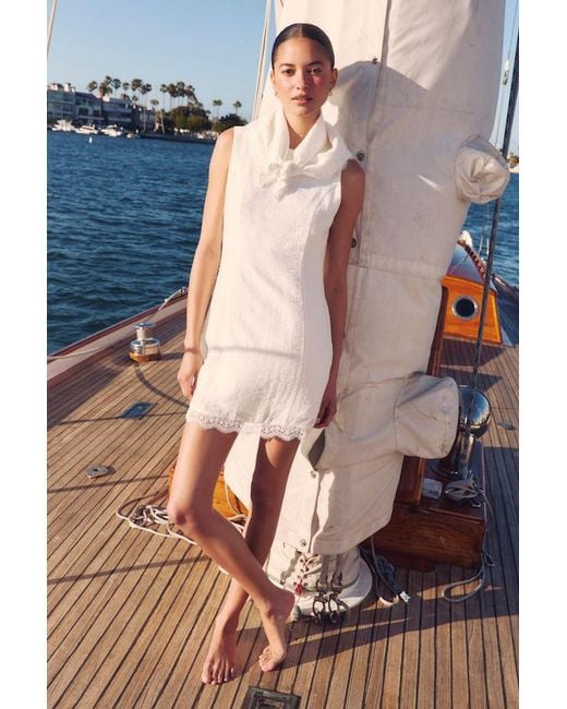 Lulus Pink Avryll Lace Boat Neck Mini Dress And Scarf Set