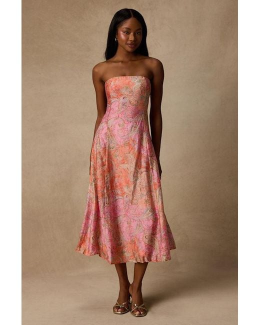 Lulus Pink Lexis Multi Boho Print Lace-Up Midi Dress