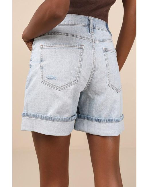 Daze Denim Blue Easy Rider Light Wash Denim Cuffed Shorts