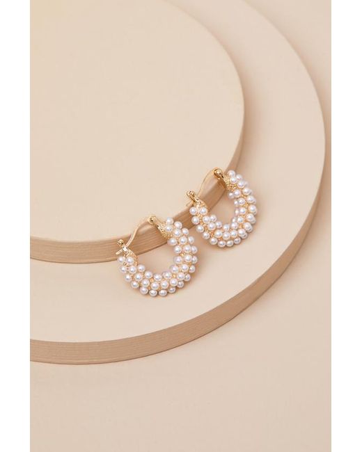 Lulus Natural Luminous Mood Pearl Huggie Hoop Earrings