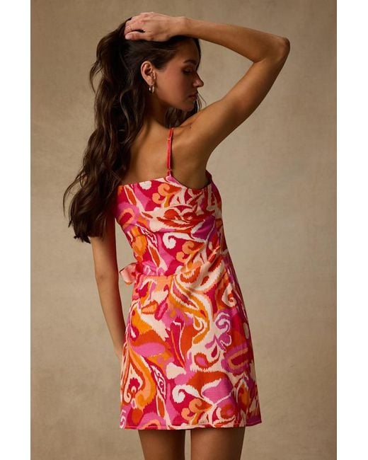 Lulus Red Neya Multi Abstract Wrap Mini Dress