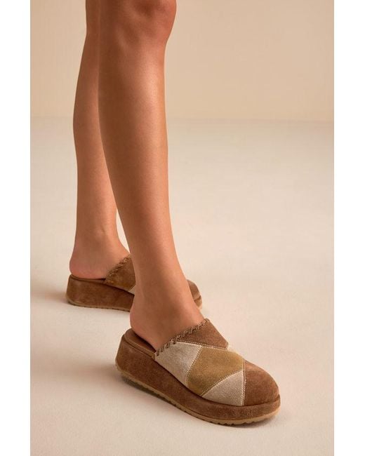 Seychelles Brown Whammy Multi Patchwork Suede Platform Mule Clogs