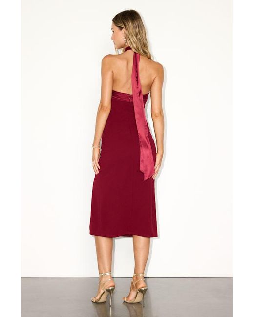 Lulus Red Rossie Cross-Front Halter Midi Dress