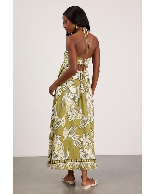 Lulus Yellow Cheri Light Floral Halter Midi Dress