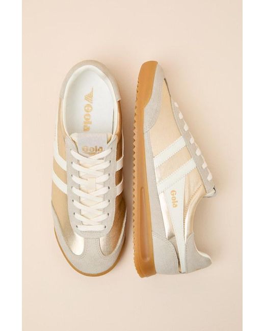 Gola Natural Firefly Metallic And Off Lace-Up Sneakers