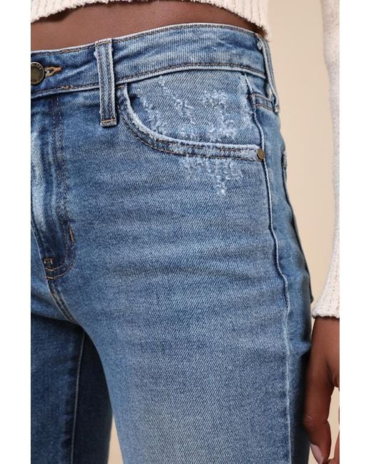 Just Black Blue Roaming Wild Medium Wash High-Waisted Straight-Leg Jeans