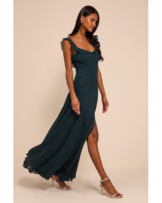 Lulus Blue Dreamy Admiration Ruffled Maxi Dress