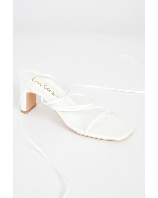 Lulus Gray Aliah Lace-Up High Heel Sandals