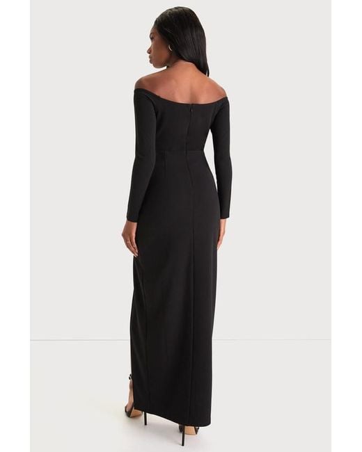 Lulus Black Classic Allure Off-The-Shoulder Long Sleeve Maxi Dress