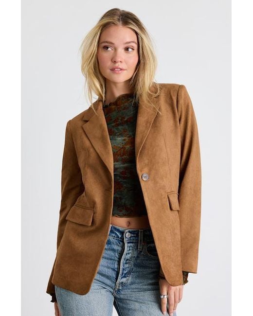 Lulus Brown Corwin Suede Oversized Blazer