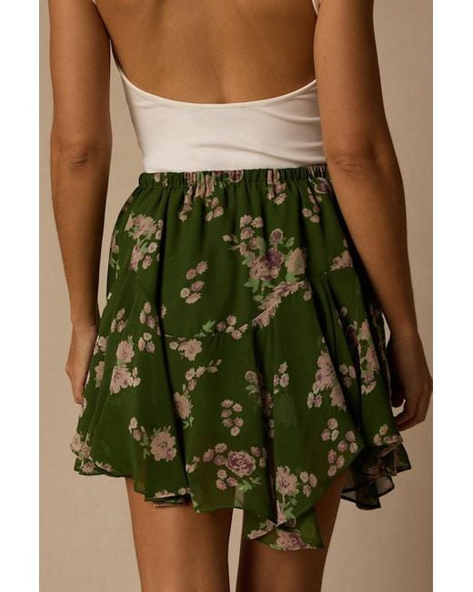 Lulus Green Rylan Floral Skater Mini Skirt