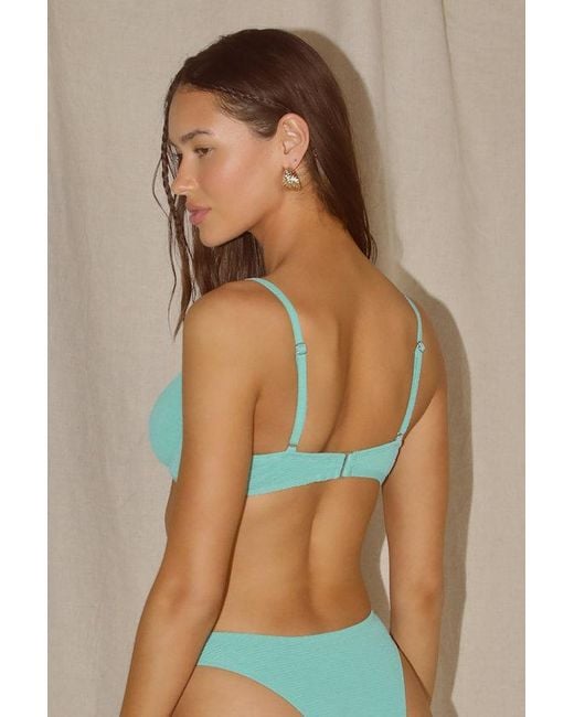 Lulus Blue Summer Sensation Aqua Crinkle Underwire Tie-Front Bikini Top