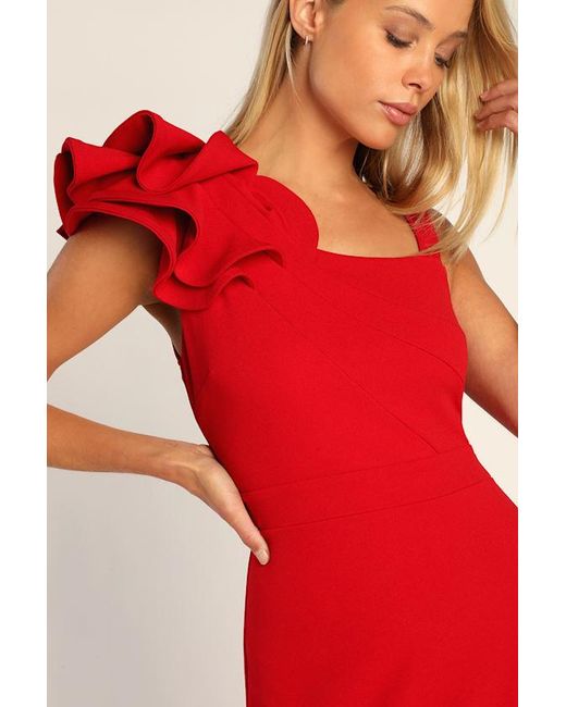 Lulus Red Lucette Sleeveless Ruffled Mermaid Maxi Dress