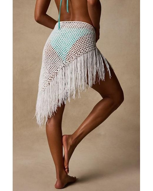 Lulus Brown Ashore Crochet Fringe Swim Cover-Up Sarong