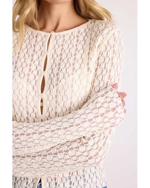Lulus White Collie Sheer Lace Button-Front Cardigan